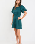 STORIES BE TOLD DELPHINE LINEN PUFF SLEEVE MINI DRESS