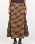 STORIES BE TOLD COMPANION CARAMEL COTTON BLEND BIAS MAXI SKIRT