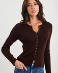 IVY + JACK DITTO BUTTON FRONT RIB KNIT LONG SLEEVE TOP