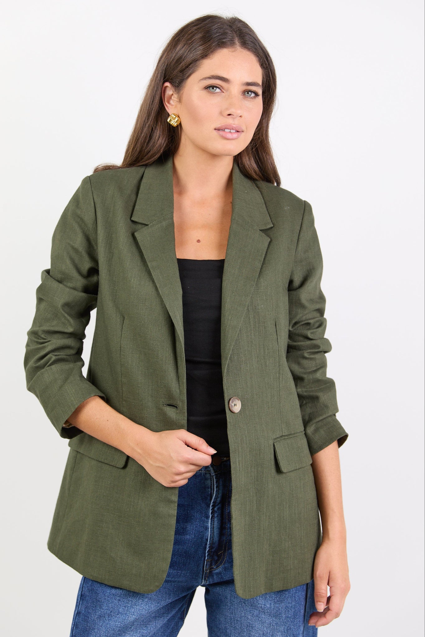 IVY + JACK DOCK RAMIE BLAZER ROLLED SLEEVE BLAZER