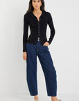AMONG THE BRAVE DUPLICATION RIB KNIT COLLARED CARDIGAN