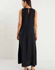 RE:UNION EASYGOING LINEN BLEND SLEEVELES CREW NECK MIDI DRESS