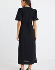STORIES BE TOLD ELDER SHORT PUFF SLEEVE TIE MIDI DRESS