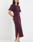 STORIES BE TOLD ELDER SHORT PUFF SLEEVE TIE MIDI DRESS