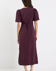 STORIES BE TOLD ELDER SHORT PUFF SLEEVE TIE MIDI DRESS