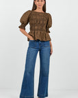 STORIES BE TOLD ENCLASP CHECK SHIRTRED BODY LS TOP