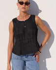 STORIES BE TOLD ENCOURAGE LINEN PINTUCK BOATNECK TOP