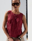 STORIES BE TOLD ENCOURAGE LINEN PINTUCK BOATNECK TOP