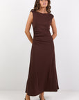 GEORGIA ZOE ENVELOPE CHOCOALTE SLEEVELESS KNIT MAXI DRESS