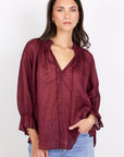 AMONG THE BRAVE EXPEDITION SHIRRED NECK SHORT SLEEVE TOP