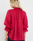 AMONG THE BRAVE EXPEDITION SHIRRED NECK SS TOP