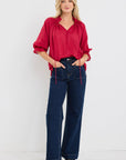 AMONG THE BRAVE EXPEDITION SHIRRED NECK SS TOP