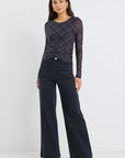 AMONG THE BRAVE EXPLORER CHECK LS WIDE NECK TOP