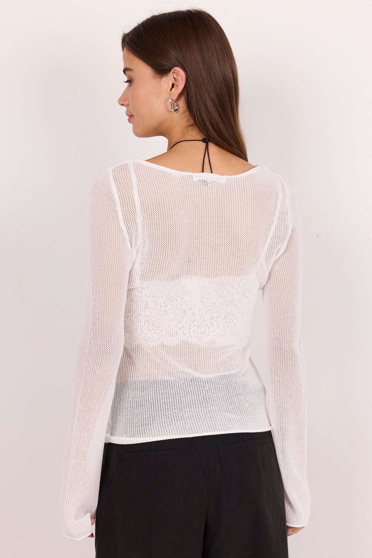 IVY + JACK FILIGREE MESH LONG SLEEVE KNIT TOP