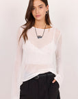 IVY + JACK FILIGREE MESH LONG SLEEVE KNIT TOP
