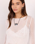 IVY + JACK FILIGREE MESH LONG SLEEVE KNIT TOP