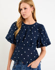 STORIES BE TOLD FINALI POLKA DOT BUBBLE SLEEVE TOP