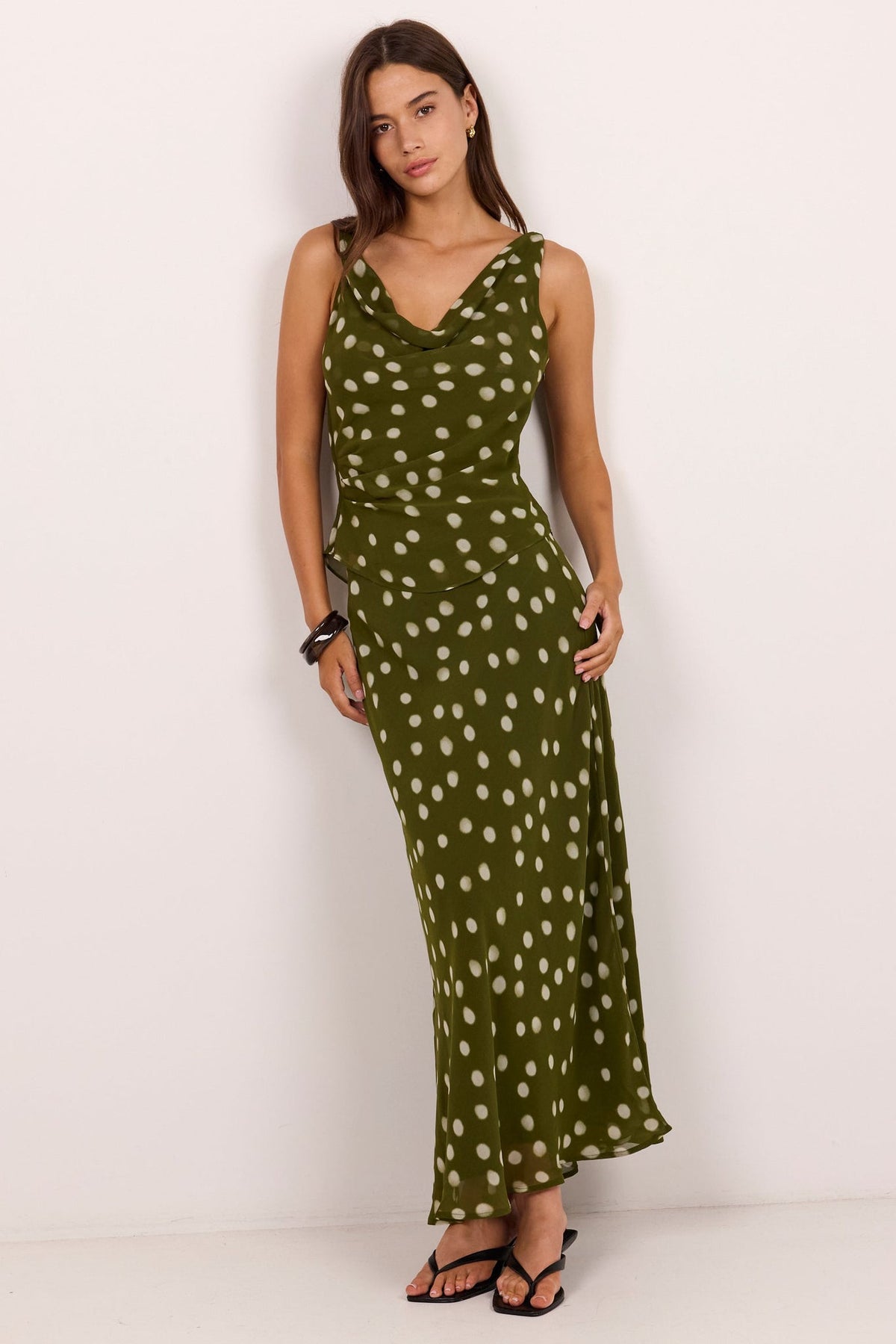 GEORGIA ZOE JUBILANT POLKA DOT GEORGETTE PULL ON BIAS MAXI SKIRT
