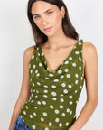 GEORGIA ZOE FRUITFUL POLKA DOT GEORGETTE TIE BACK SLIP TOP