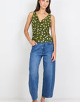 GEORGIA ZOE FRUITFUL POLKA DOT GEORGETTE TIE BACK SLIP TOP
