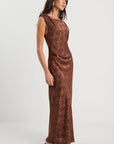 GEORGIA ZOE FRUITION SATIN BIAS SLEEVELESS MAXI DRESS