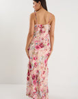 GEORGIA ZOE GALORE PAINTED ROSES BIAS MAXI SLIP DRESS