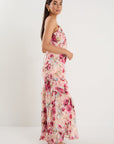 GEORGIA MAE GALORE PAINTED ROSE BIAS RUFFLE SLIP MAXI DRE3SS