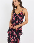 GEORGIA ZOE GALORE ABSTRACT PRINT BIAS RUFFLE SLIP MAXI DRESS