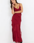 GEORGIA ZOE GALORE BIAS RUFFLE SLIP MAXI DRESS