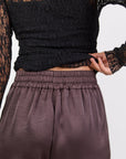 BY ROSA GRANDEUR SATIN ELASTIC BACK WIDE LEG PANTS