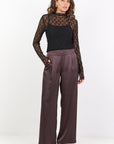BY ROSA GRANDEUR SATIN ELASTIC BACK WIDE LEG PANTS