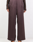 BY ROSA GRANDEUR SATIN ELASTIC BACK WIDE LEG PANTS