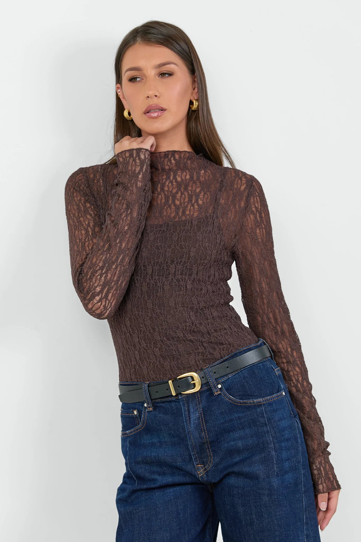 AMONG THE BRAVE GIVING LACE LS TOP