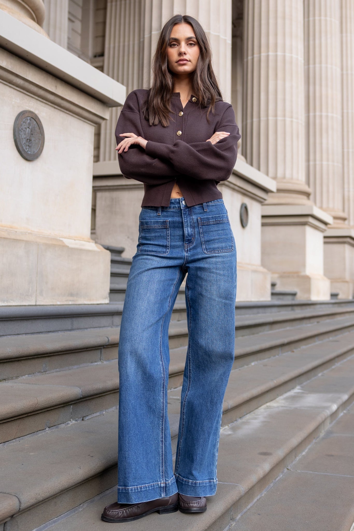 AMONG THE BRAVE ZOEY REGULAR HIGH RISE WIDE LEG JEAN