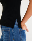 AMONG THE BRAVE HEROIC SLEEVELESS FUNNEL NECK RIB KNIT TOP