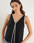 AMONG THE BRAVE HOMAGE CONSTRAST PIPED SLEEVELESS TOP