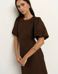 RE:UNION INDULGENT PUFF SLEEVE RELAXED MIDI DRESS