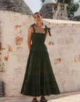 IVY + JACK ISABELLA COTTON POPLIN STRAPPY TIERED MAXI DRESS