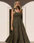 IVY + JACK ISABELLA COTTON POPLIN STRAPPY TIERED MAXI DRESS