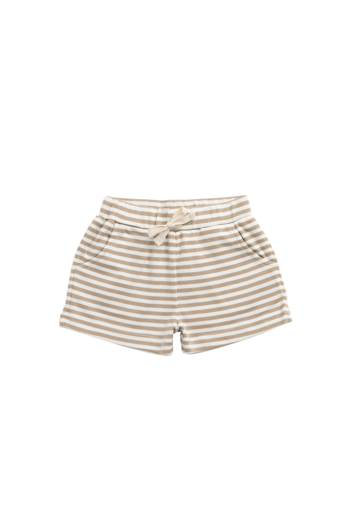 JAMIE KAY PIMA COTTON WESLEY SHORT- SLIM STRIPE BRIOCHE/CLOUD