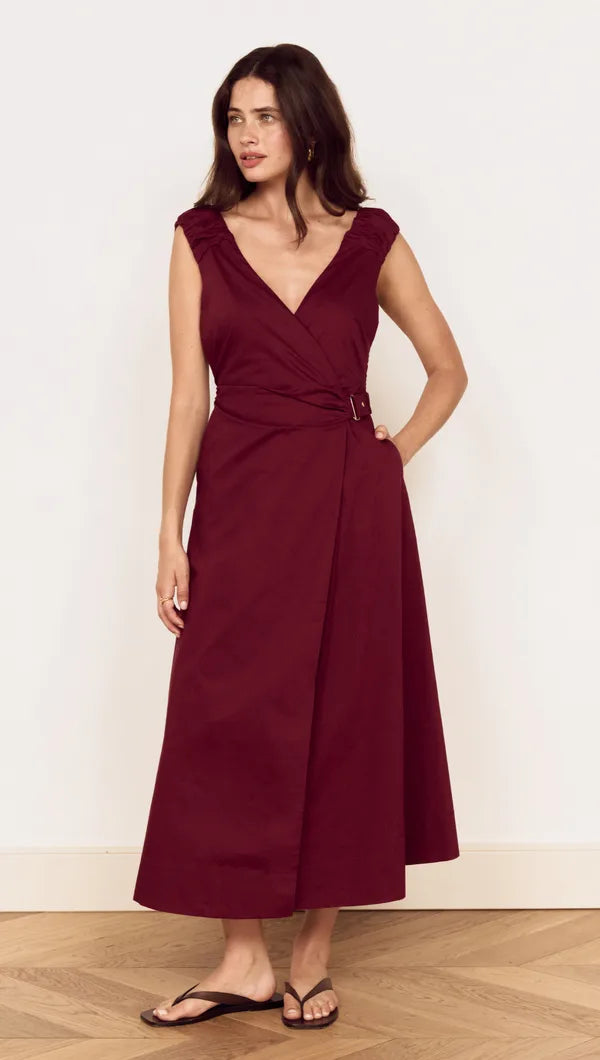 MINK PINK LOLA WRAP MIDI DRESS