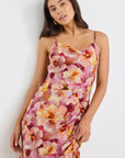 GEORGIA MAE LAVISH MULTI FLORAL TIE BACK BIAS SLIP DRESS