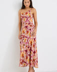 GEORGIA MAE LAVISH MULTI FLORAL TIE BACK BIAS SLIP DRESS