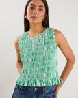IVY + JACK LONELY GREEN STRIPED SHELL TOP