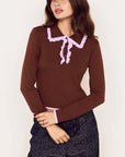 MINK PINK RHEA RUFFLE POLO KNIT TOP