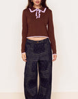 MINK PINK RHEA RUFFLE POLO KNIT TOP