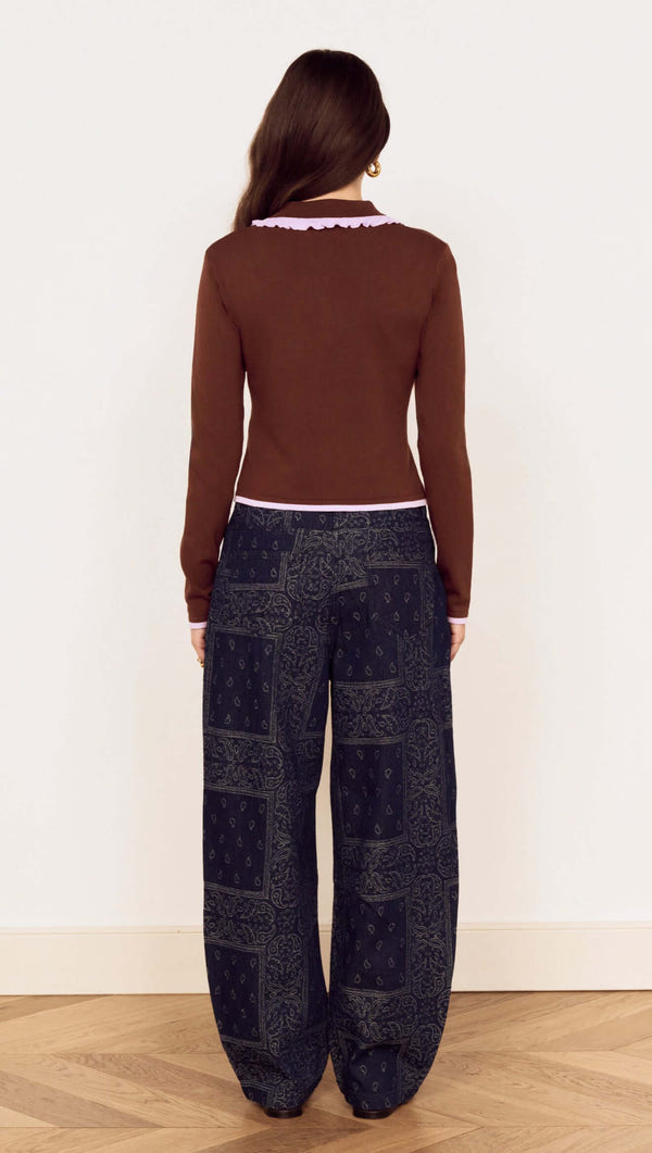 MINK PINK RHEA RUFFLE POLO KNIT TOP