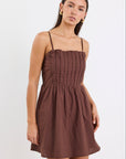 STORIES BE TOLD MAUI PLEATED BODICE STRAPPY MINI DRESS