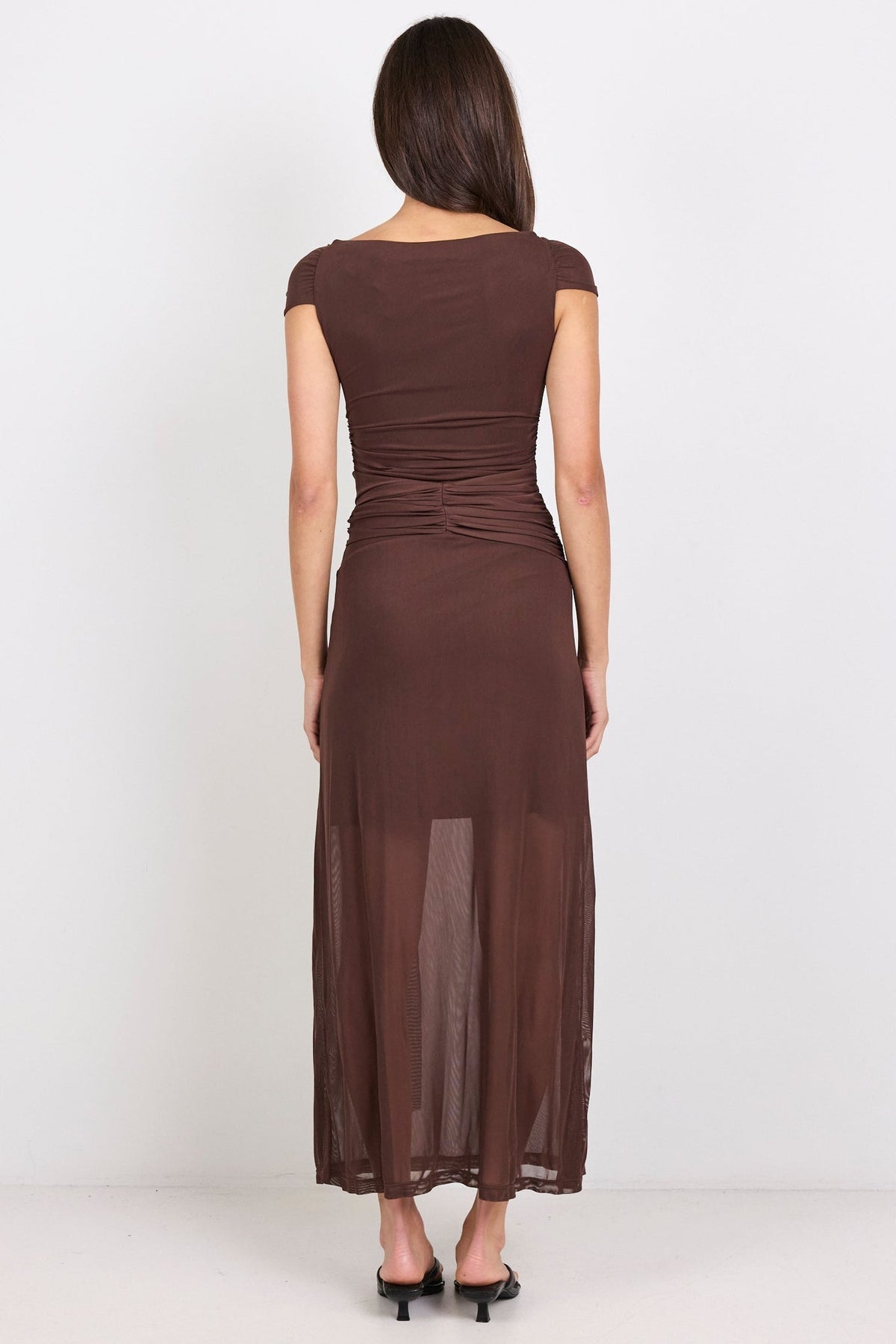 GEORGIA ZOE MONARCH MESH OFF SHOULDER MAXI DRESS