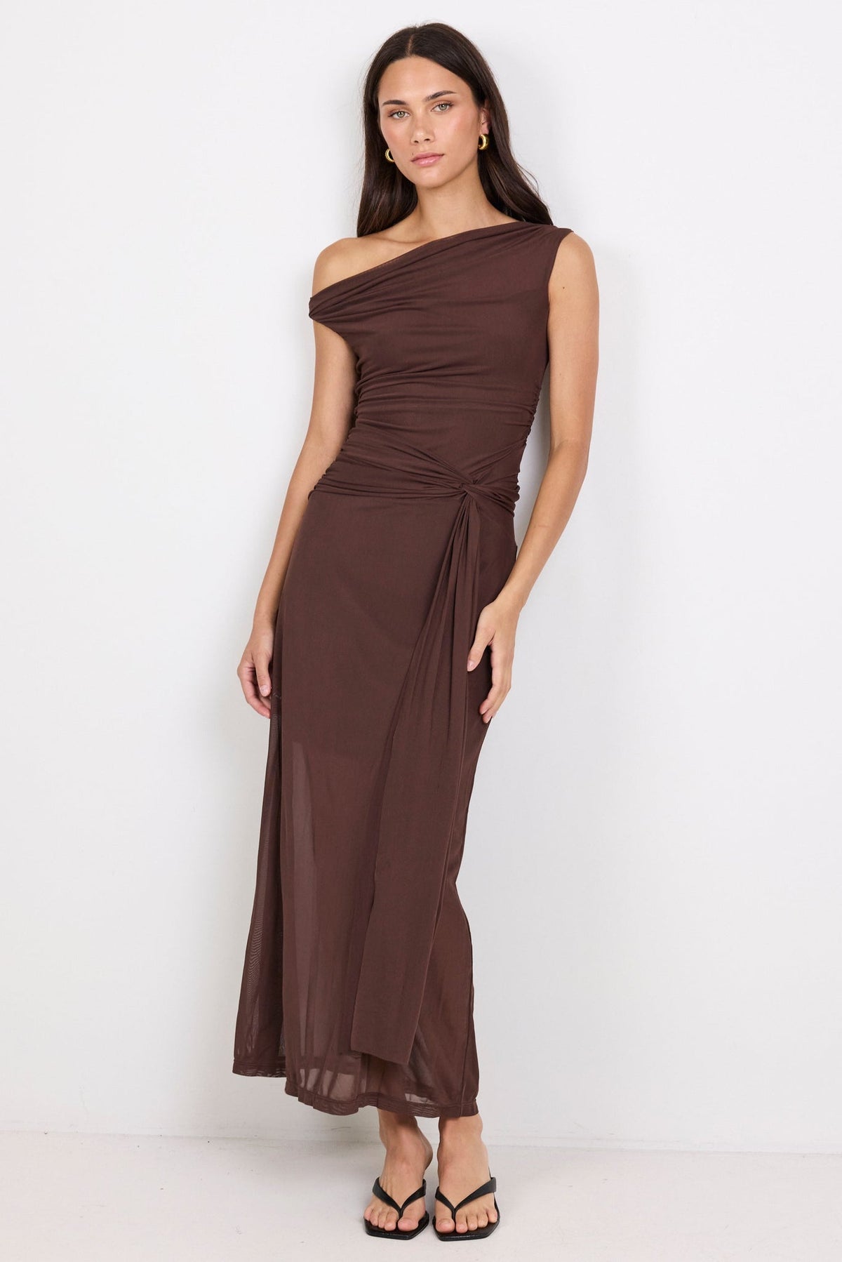 GEORGIA ZOE MONARCH MESH OFF SHOULDER MAXI DRESS